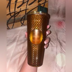 NEW Starbucks 50th Anniversary Gold Studded Honeycomb Tumbler